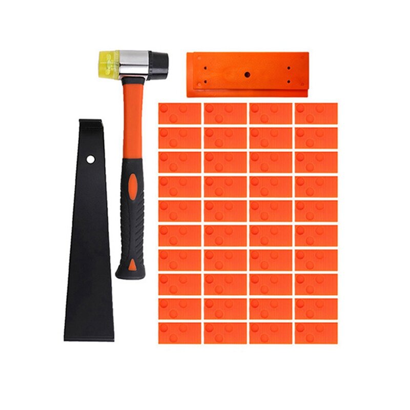 Laminate And Wood Flooring Installation Kit Spacers, Tapping Block, Pull Bar And Fiberglass Handle Mallet 43PCS Easy Install