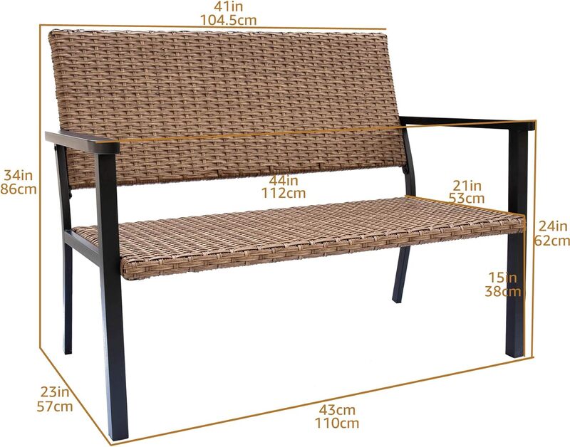 C-Hopetree уличная скамейка для влюбленных, стул для наружного внутреннего дворика, металлическая рама, натуральная плетеная мебель для любой погоды