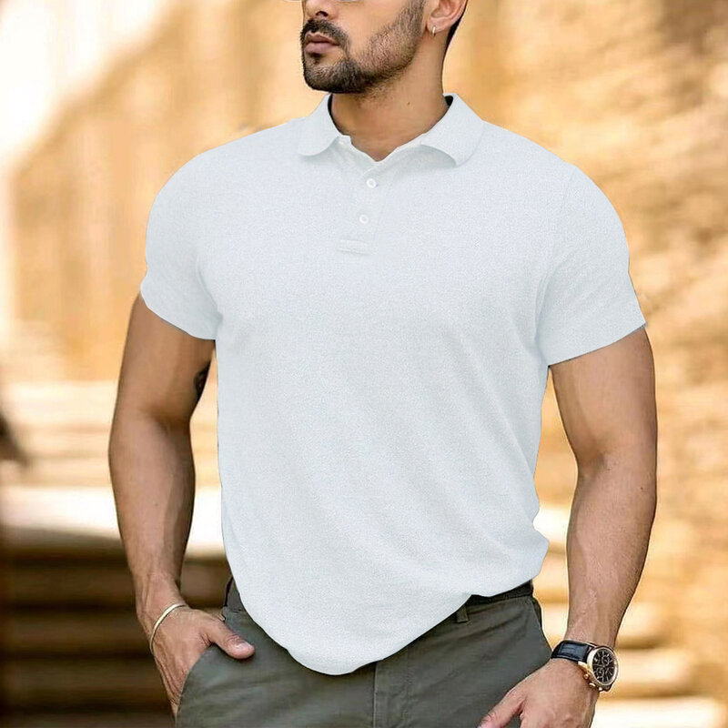 Модная мужская футболка, Топы, блузка, деловой топ с V-образным вырезом, на пуговицах, повседневная женская блузка из полиэстера