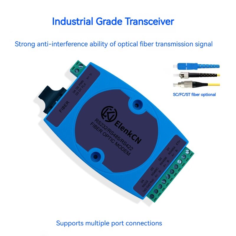SC/FC/LC Fiber Optic Modem Transceiver DIN-Rail Optical Converter Serial Industrial Control Optical Modem 20KM Switch