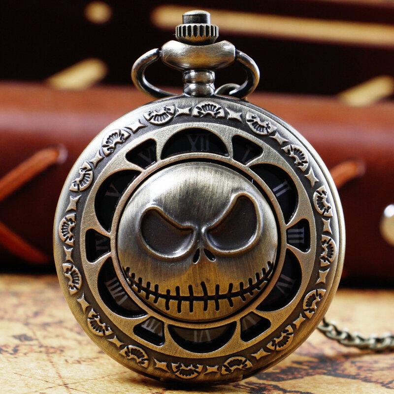 Reloj de bolsillo de cuarzo con esfera de números romanos para niños, reloj de collar Punk de esqueleto Vintage, regalos colgantes exquisitos para hombres y mujeres