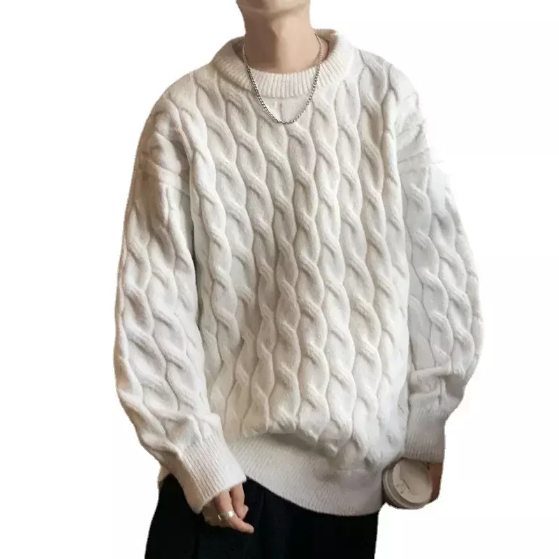 Suéter informal de moda para hombre, Jersey cálido sólido para exteriores, ropa de punto, novedad de 2023