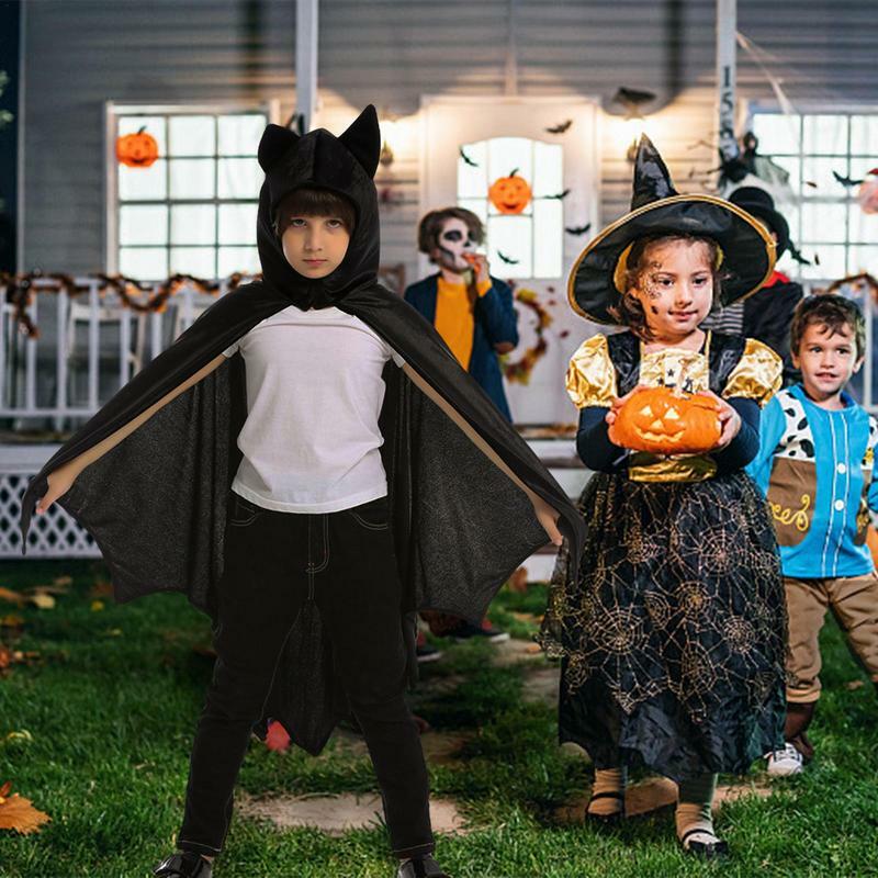 Косплей вампира на Хэллоуин, изысканное платье героя на Хэллоуин, черная накидка, фотография, Детская летучая мышь, крылья вампира для детей
