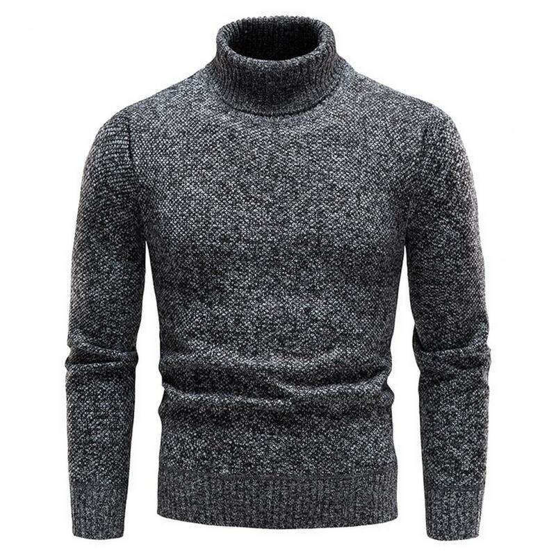 Cozy Men Pullover Men Half Turtleneck Sweater Stylish Men's Half-high Collar Knitted Sweater Warm Slim Fit for Fall/winter