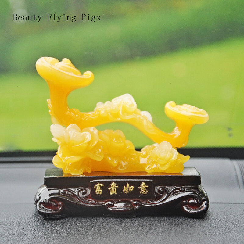 1 Pc Resin Treasure Jade Ruyi Decoration Automotive Interior Accessories Home Decoration Resin Crafts Feng Shui Ornaments