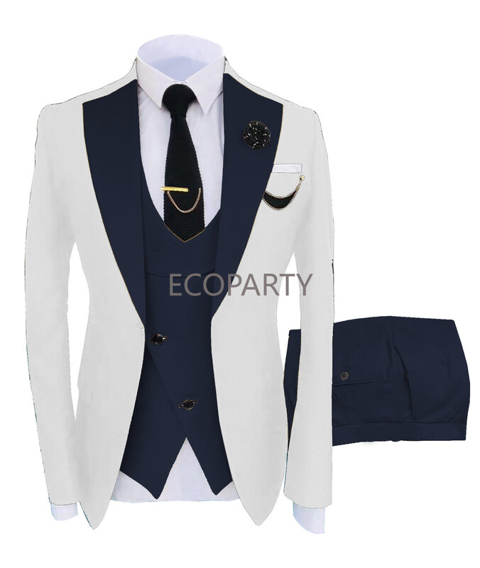 (Kurtka + kamizelka + spodnie) męska suknia ślubna dla pana młodego w kratę oficjalne garnitury zestaw męski na co dzień garnitur trzyczęściowy blezery XS-5XL