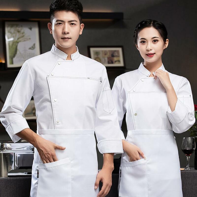 Chef Clothes Breathable Unisex Chef Shirt Soft Solid Color Long Sleeve Uniform Top for Kitchen Bakery Restaurant Sweat-absorbent