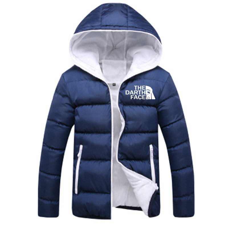 2023 Winter Sale Down Hoodie THE DARTH FACE Logo Print Men Down Jacket Customizable Logo Men Solid Color Jacket Cold Protection