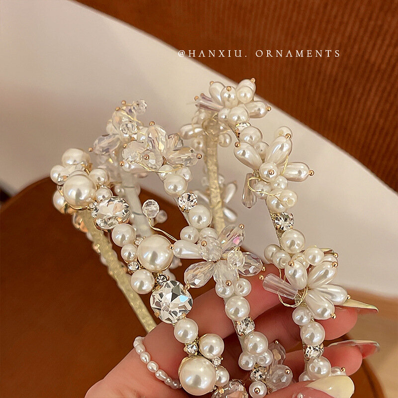 Serre-tête avec perles en cristal, Style français, Vintage, Baroque, accessoires pour cheveux, serre-tête élégant pour filles et femmes