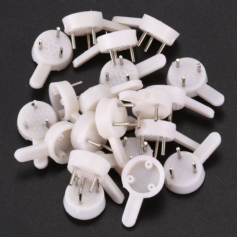 80 Pcs Plastic Heavy Wall Picture Frame Hooks Hangers 3-Pin Small White