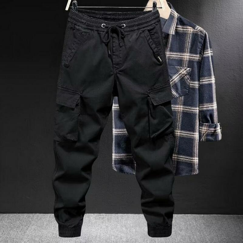 Men Cargo Pants Drawstring Hip Hop Sweatpants Summer Harajuku Ankle-banded Sports Pants Casual Harem Trousers Men Streetwear