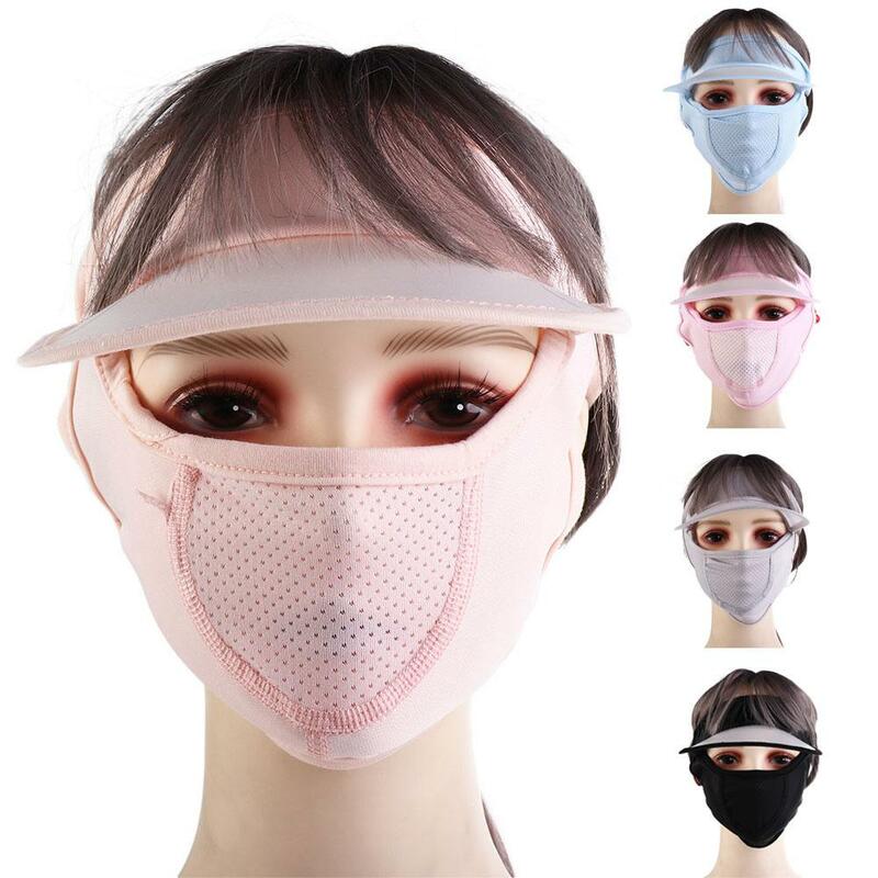 Summer Sunscreen Mask Breathable Ice Silk Mask UV Protection Face Cover Brim Adjustable Outdoor Cycling Fishing Face Shield
