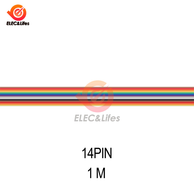 Cable de cinta plana de Color arcoíris para conector FC DuPont, 1 metro, 10P/12P/14P/16P/20P/26P/34P, 1,27mm, 100cm