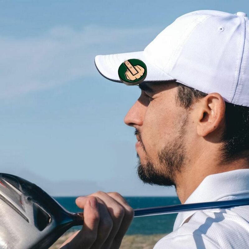 Metalowy środkowy palec piłka golfowa Marker nowy zabawny zdejmowany przypinka do czapki golfowej daszki golfowe klipsy na zewnątrz