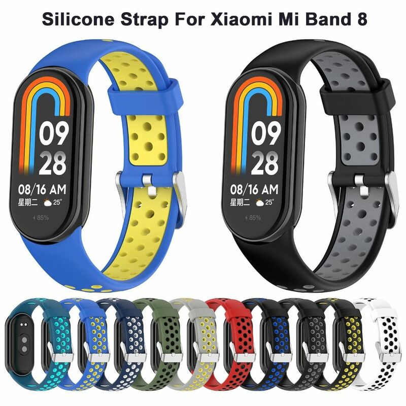 Siliconen Band Voor Xiaomi Mi Band 8 Smartwatch Ademende Sport Armband Vervanging Kleur Polsband Voor Miband 8 Nfc Horlogeband