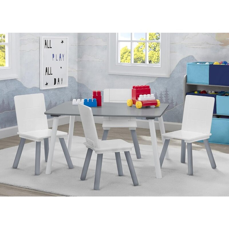 Set tavolo e sedia per bambini (4 sedie incluse)-ideale per arti e mestieri, Snack, casa, compiti a casa e altro