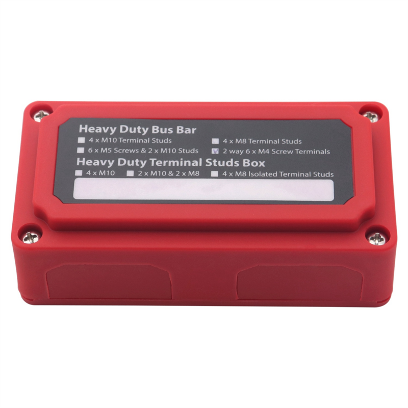 100A Bus Bar Heavy Duty Power Distribution Block Busbar Box Module with 12XM4 M6 Terminal Studs for Car RV Boat Red