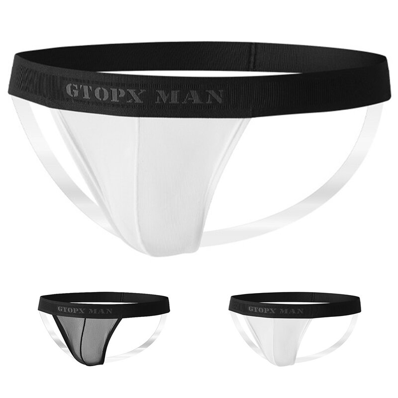 Sexy Underwear For Men Transparent Mesh Thin Pouch Low Waist Briefs Underwear Lingerie Panties Thong G-String Hombre Underpants