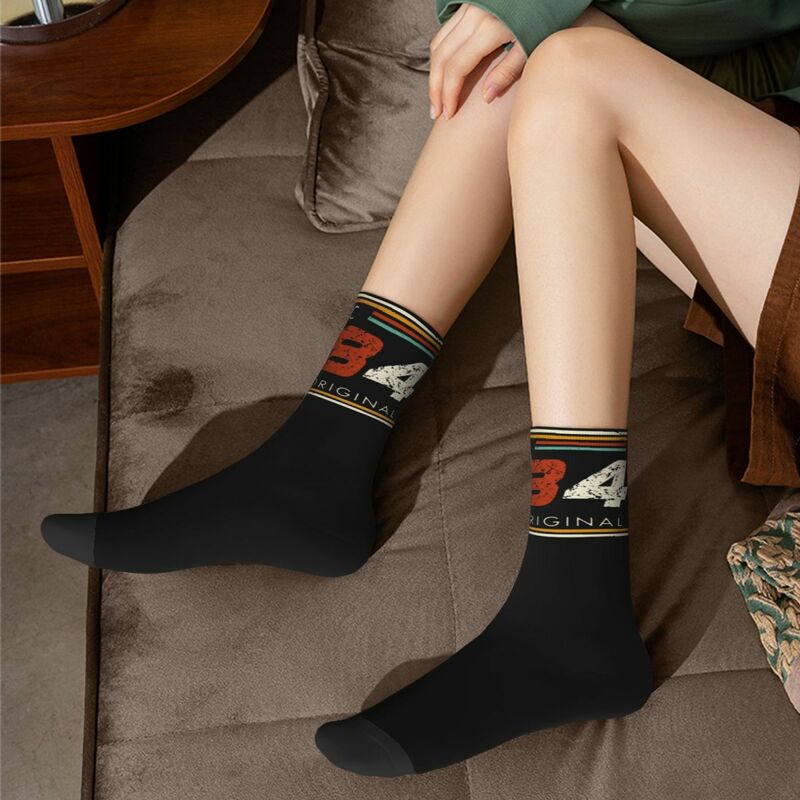 Crazy Design-calcetines largos antideslizantes para hombre y mujer, medias suaves con diseño clásico Vintage de baloncesto, regalo de cumpleaños, para todas las estaciones, 40 años, 1984