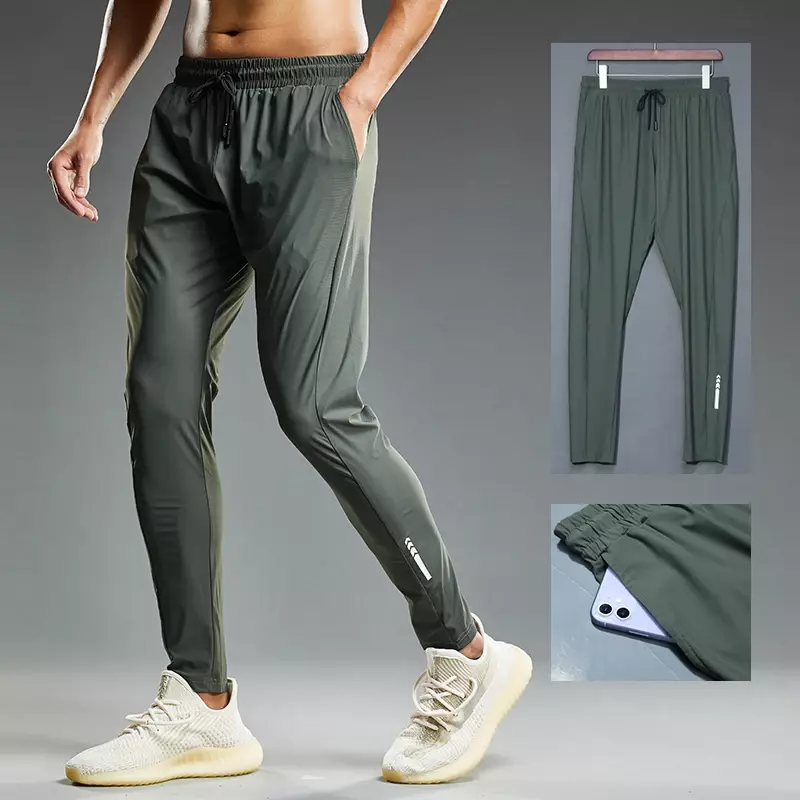 Letnie elastyczne męskie spodnie sportowe do biegania spodnie dresowe trening na świeżym powietrzu spodnie siłownia