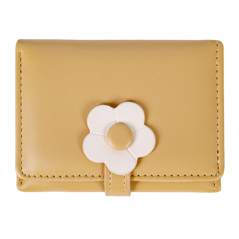 여성용 카드 지갑 선물 2024 지갑, 짧은 귀여운 꽃, 신선한 한국 그물 빨간 동전 지갑