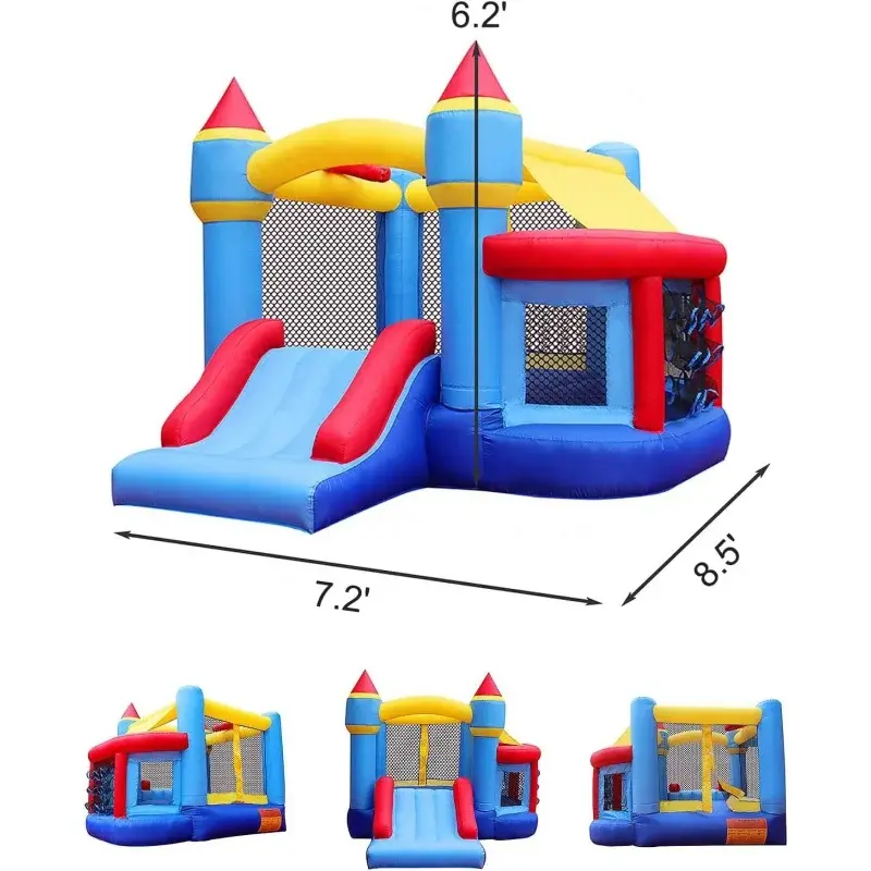 RETRO JUMP Inflatable Bounce House, Bouncy for Outdoor,  Kids with Jumping Ball Pit & Bask