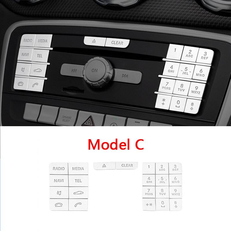 Botão de controle central do carro multimídia decoração cd painel quadro adesivos para mercedes benz gla x156 cla c117 a b classe w176 w246