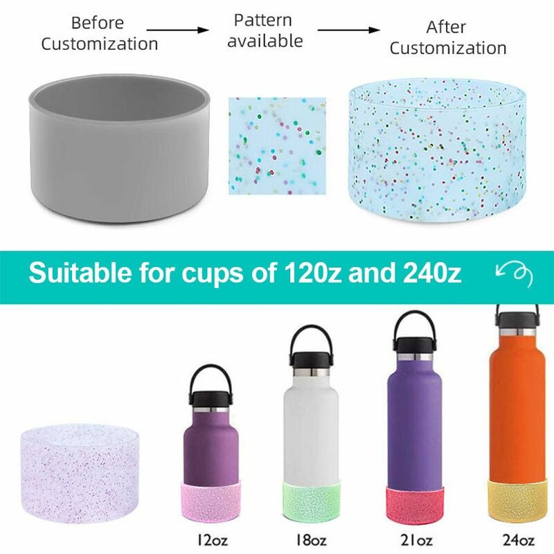 Anti-Slip Water Bottle Boot Replacement Silicone Bling Water Bottle Sleeve Glitter Protective Cup Boot