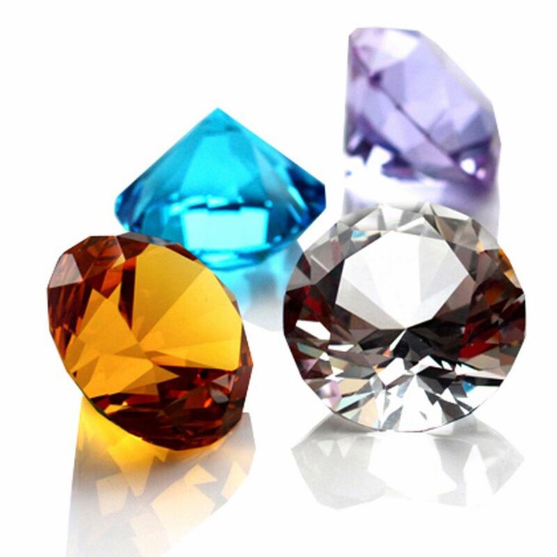 Diamante de cristal colorido de 30mm, decoración de feliz cumpleaños, boda, evento, fiesta, suministros