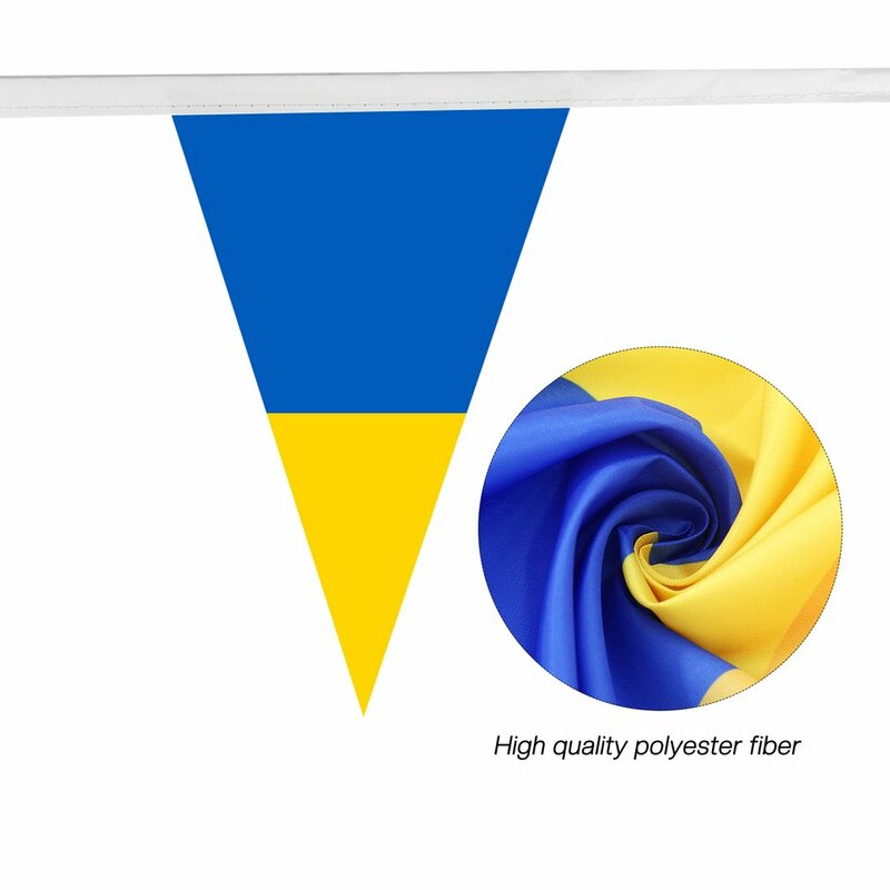 String ธงยูเครนสามเหลี่ยม String ธงยูเครนสามเหลี่ยมแห่งชาติธงแบนเนอร์กิจกรรม Parade เทศกาล Decor 10M 15ด้าน