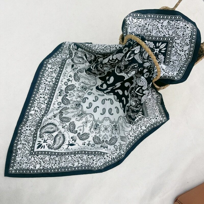 Bohemia Style Printed Women Silk Square Scarves Hijabs Luxury Muslim Headband Neckerchief For Ladies Shawl Clothes Accessories