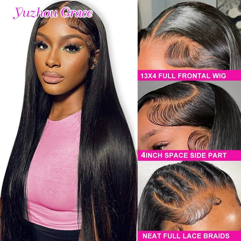 13x6 HD Lace Frontal Wig Straight Glueless Wig 250 Density 13x6 HD Lace Front Wig Human Hair Pre Plucked Yuzhou Grace