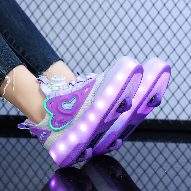 Roller Skate Shoes For Kid Fashion Casual Sport 2 Wheels Sneaker Girls Birthday Toy Gift Boot Child Outdoor Light Up  Footwear