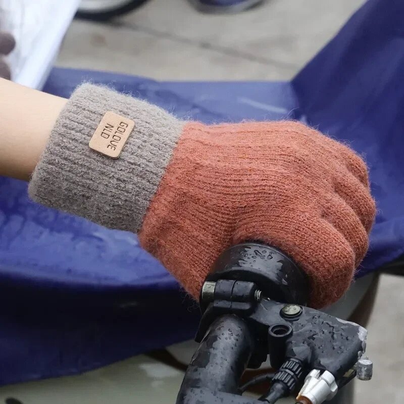 Fashion Winter Warm Thick Plush Knitted Gloves TouchScreen Women Fashion Autumn Winter Keep Warm Riding Skiing Outdoor Gloves