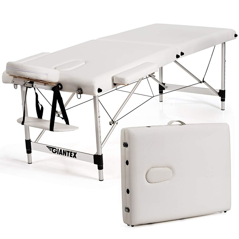Mesa de massagem portátil com moldura de alumínio, cama dobrável, altura ajustável, 84in, Novo, 2024