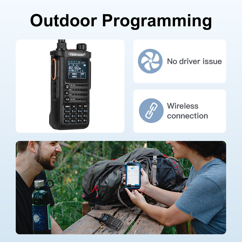 TIDRADIO-walkie-talkie Profesional H8, Radio de largo alcance a modo, NOAA VOX, aplicación para teléfono, inalámbrico programable, 10W