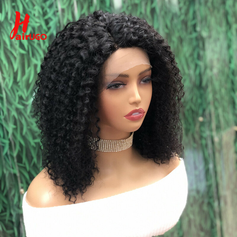 Perruque Lace Wig Remy Brésilienne Naturelle, Cheveux Crépus Bouclés, Partie Latérale T, 14 Aman 180%, pour Femme
