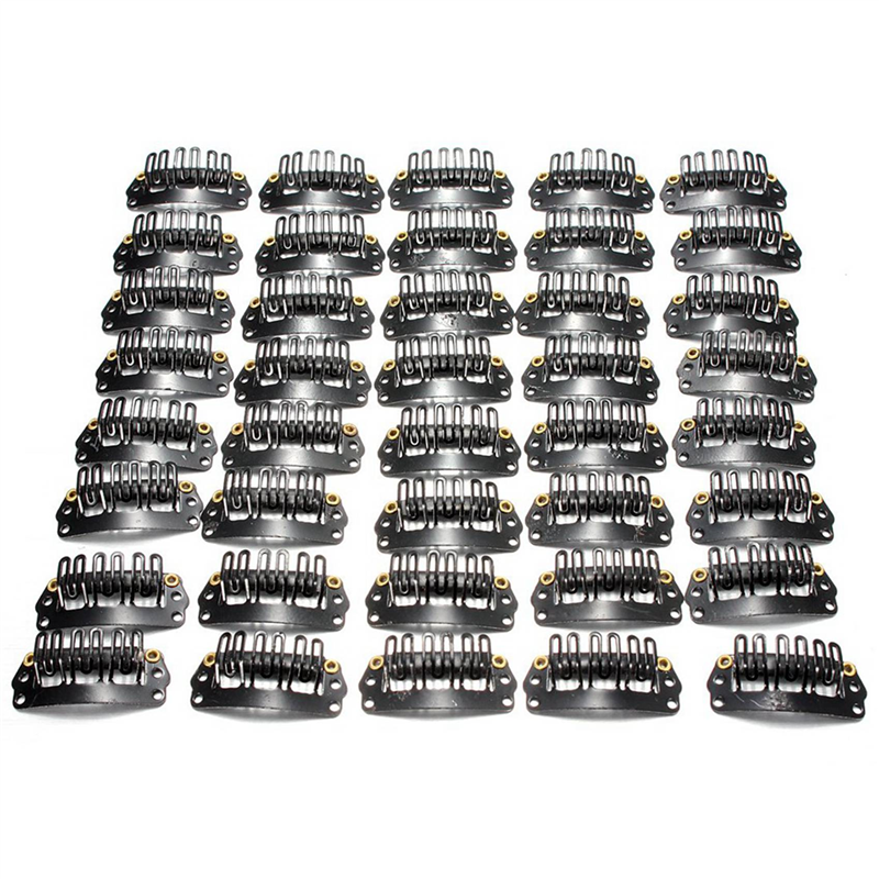 160Pcs U-Shaped Clamp for Hair Extensions Wig Clips DIY Comb Black Frame