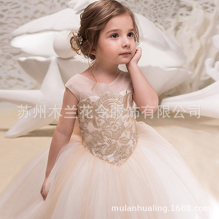 Детское кружевное платье с цветочным принтом, без рукавов