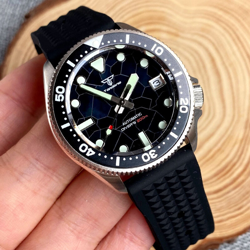 Tandorio MOP Dial 20bar impermeabile Dive orologio meccanico da uomo 37mm orologio da polso in acciaio giappone NH35 3.8 Crown Small Sport Watch Reloj