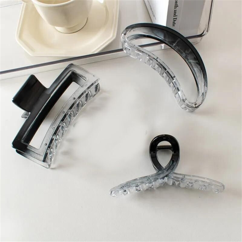 女性と女の子のためのプラスチック製ヘア爪クリップ2023,女性のための大きな透明なヘアクリップ,ヘアアクセサリー