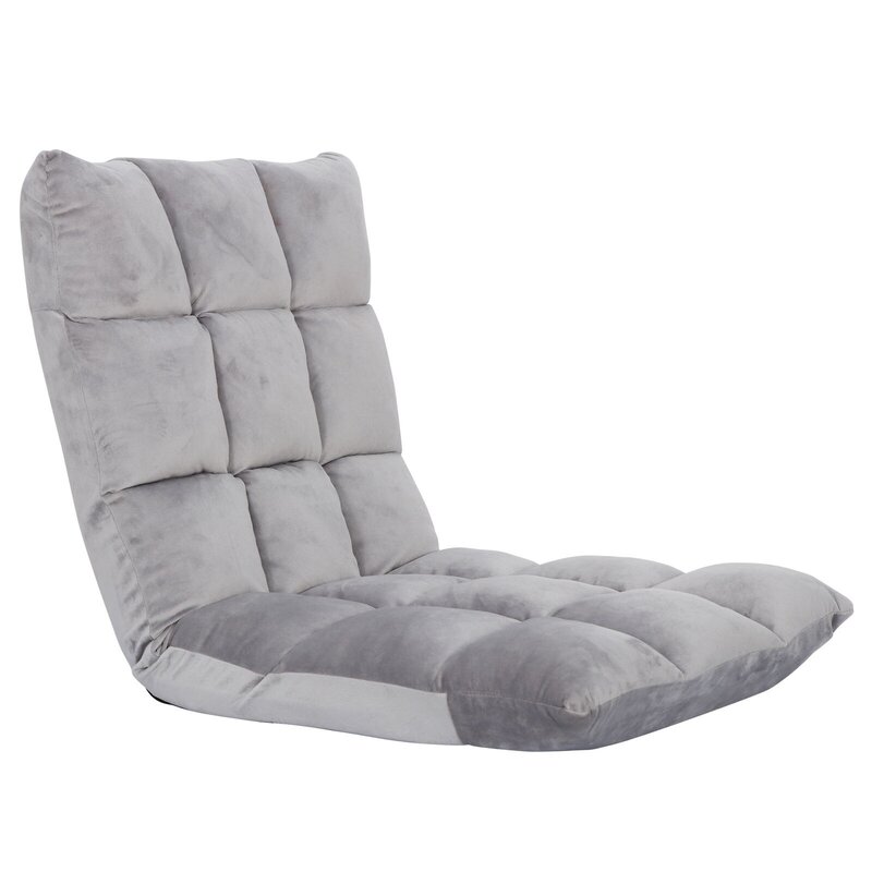 Adjustable floor chair Memory foam game sofa Seat with backrest support Grey-