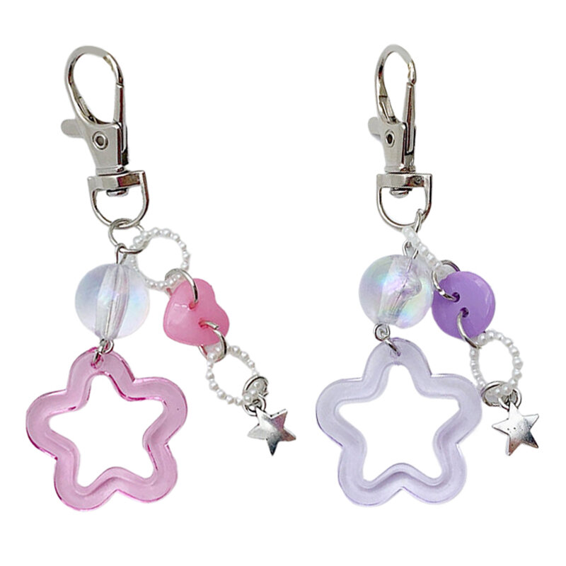 Cute Candy Color Star Keyring Kawaii Five-Pointed Star Keychain Lovely Key Holder Bag Pendant Backpack Decoration