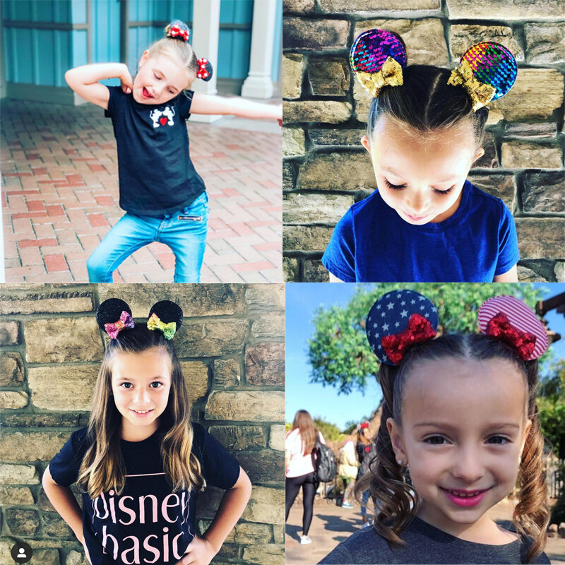 Cute Mouse Ears Hair Clips para Meninas, Lantejoulas Arcos, Glitter Barrette, Borboleta Hairpins, Acessórios para Cabelo DIY, Festa do Festival, 2024