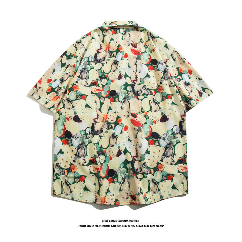 남녀공용 태국 꽃무늬 셔츠, 트렌디 브랜드, 루즈한 오버사이즈 하와이안 셔츠 재킷, 트렌디 캐주얼 스타일 여행