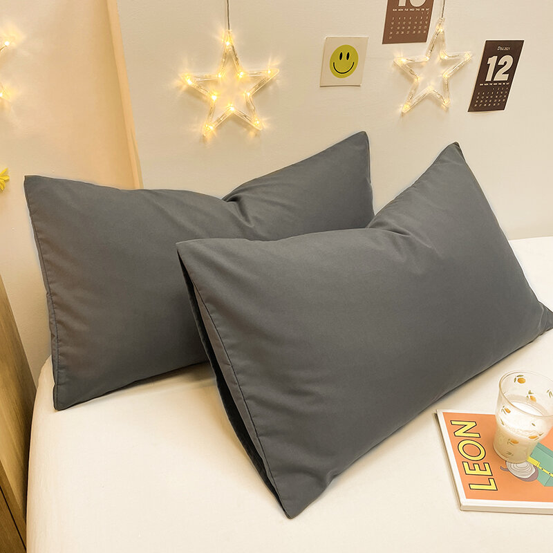 Gray Pillows Cover 2pcs Pillowcase 48x74cm Cushion Cover Rectangle Pillowslip for Home funda almohada Simple Style Pillow Case