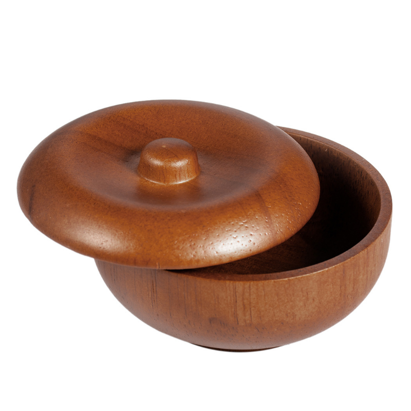 Pro mangkuk cukur kayu pria, tempat krim cukur basah mangkuk dengan tutup sikat jenggot mangkuk sabun mudah dibersihkan tahan lama