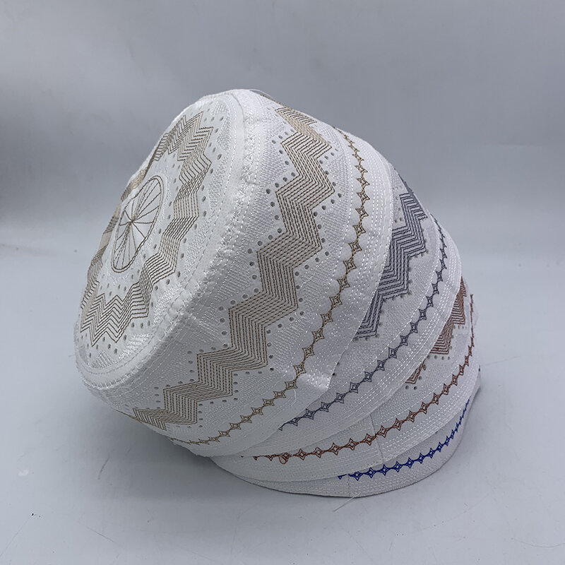 Men Islam Skull Cap Ramadan Eid Gift Embroidery Man Hat 2023 New Muslim Prayer Hats Breathable Headware Kufi Hat