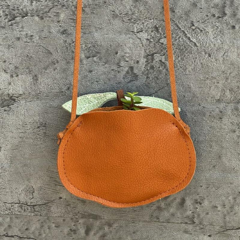 Faux Leather Shoulder Bag Stylish Ladybug Pumpkin Pear Shape Shoulder Bag Adjustable Slim Straps Unisex Small for Fashionable