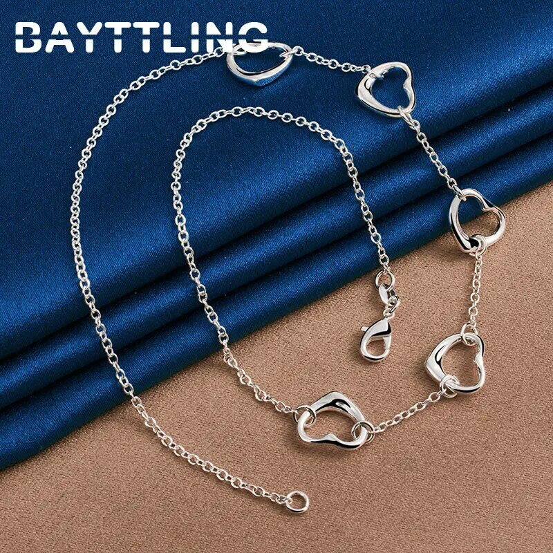 925 Sterling Silver Jewelry 18 Inches Star/Water Drop/Heart Necklace For Women Fashion Wedding Party Gift Accessories